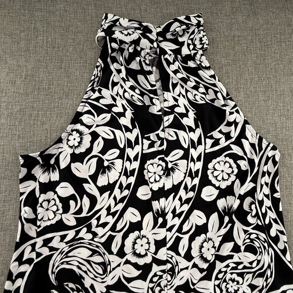 MSK Shift Dress high Halter Neck black & White Medium Floral Stretchy Sleeveless - Picture 9 of 11